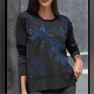 JOHNNY WAS•Embroidered Thermal•Azure•Peacock•Longsleeve‎ Shirt•XXS